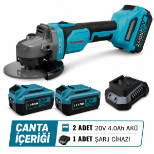 AKÜLÜ AVUÇ TAŞLAMA Li-ion (MAKİNE) KÖMÜRSÜZ +(4.0 Ah Akü 2 adet)+(Hızlı Şarj Cihazı)