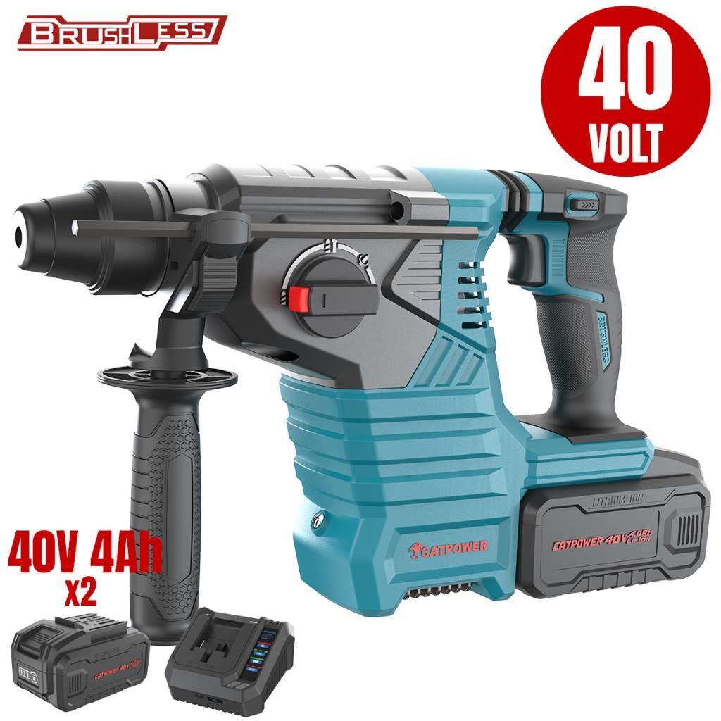 CATPOWER 4425 KÖMÜRSÜZ AKÜLÜ KIRICI DELİCİ Lİ-İON 40V +( 4.0 ah AKÜ 2 ADET)+(Hızlı Şarj Cihazı)