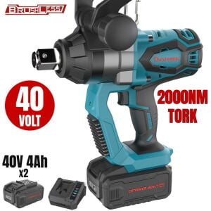 CATPOWER 4429 KÖMÜRSÜZ AKÜLÜ SOMUN SIKMA 1''  Lİ-İON 40V +( 4.0 ah AKÜ 2 ADET)+(Hızlı Şarj Cihazı)