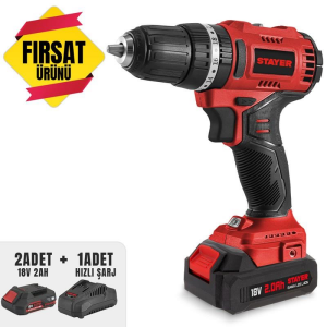 STAYER KÖMÜRSÜZ AKÜLÜ DARBELİ VİDALAMA 18V Li-ion (2 adet YS-12575-2.AH AKÜ) + (YS-12578-ŞARJ CİHAZI)