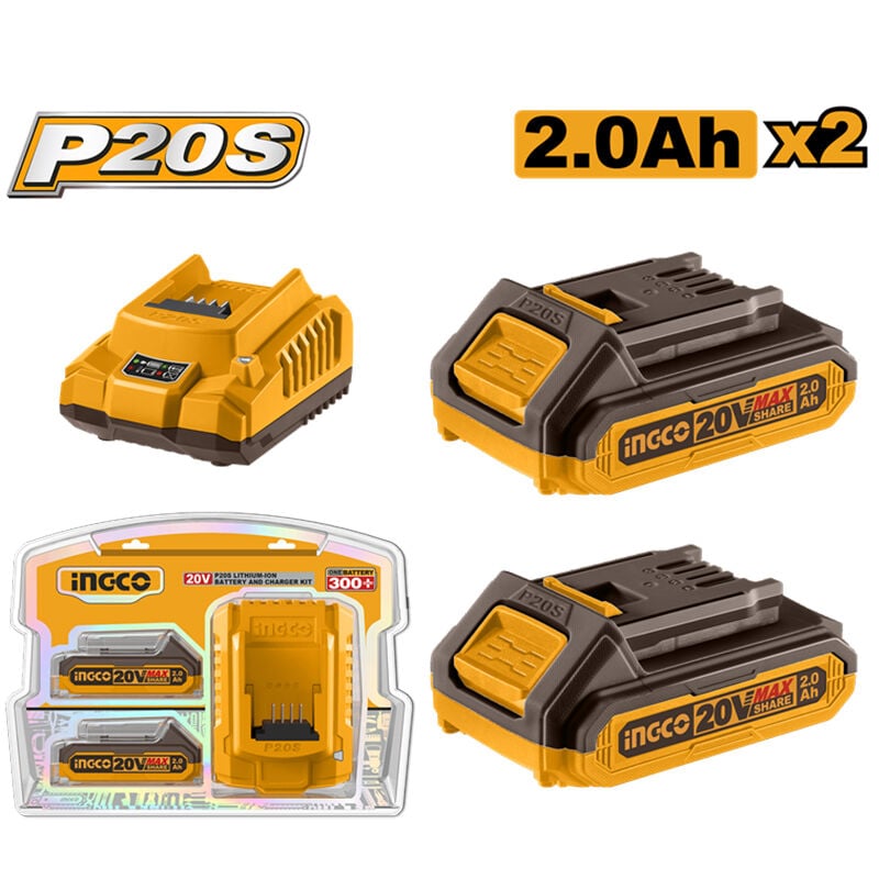 INGCO FBCPK2212E 20V 2.0Ah Akü ve Şarj Cihazı Seti