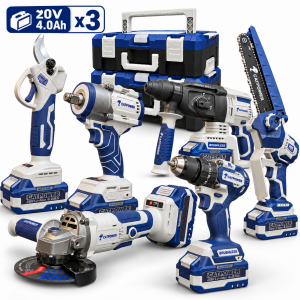 CATPOWER 1560 Kömürsüz Akülü 6'lı Set Vidalama, Somun Sıkma, Kırıcı Delici, Avuç Taşlama, Budama Testeresi, Budama Makası 20V 4.0Ah