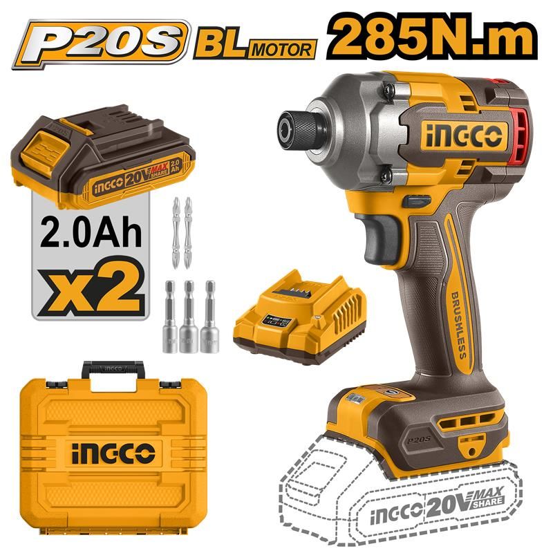 INGCO CIRLI2028E Li-ion Akülü Vidalama Kömürsüz 1/4'''' 20V 2.0Ah