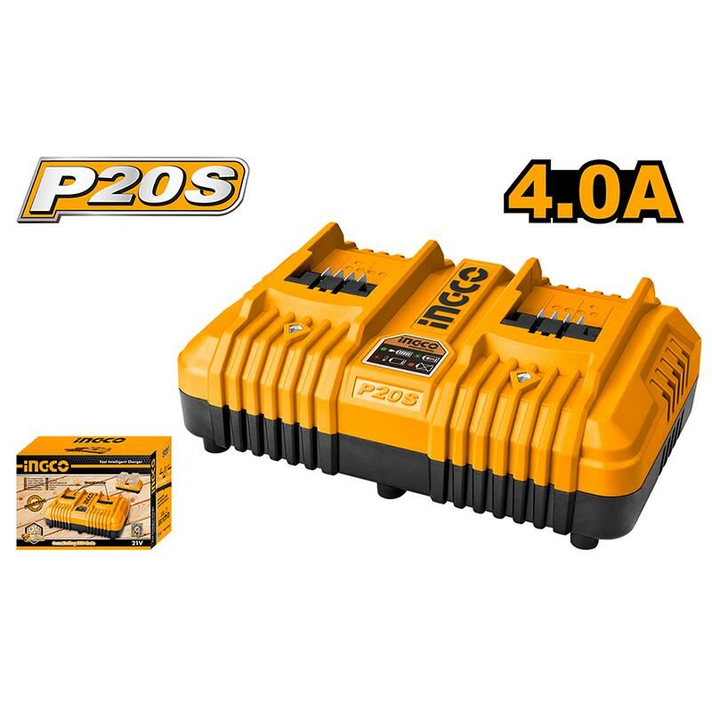 INGCO FCLI2034E Hızlı Akıllı Şarj Cihazı 20V 4.0Ah 2 Portlu