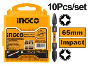 INGCO SDBIM21PH233 Endüstriyel 10'lu Darbeli Çift Taraflı Yıldız Tornavida Ucu Seti