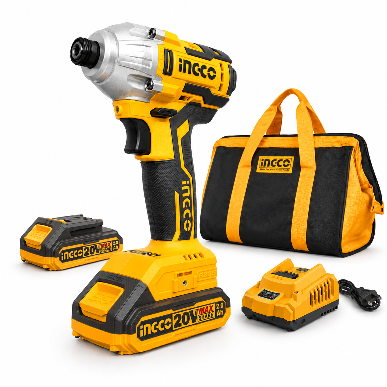 INGCO CIRLI2002 Li-ion Akülü Vidalama Kömürsüz 1/4'''' 20V 2.0Ah''